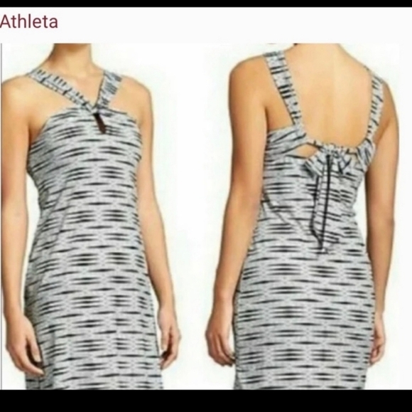 NWOT ATHLETA KIKI SWIM DRESS BLK/WHITE/GREY  W/ADJ STRAPS&BUILT IN BRA - Picture 4 of 11